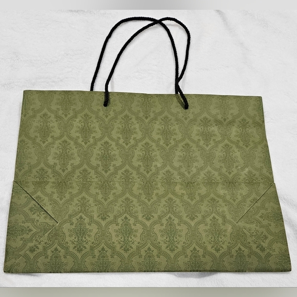 XL Huge Authentic GUCCI Empty Green Logo Textured Paper Gift Shopping Bag Tote - Picture 5 of 12